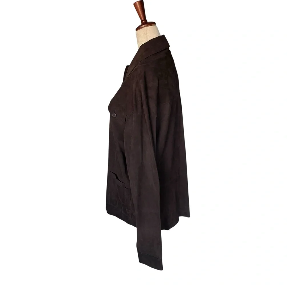 Men’s Max Davoli Baroni Brown Goat Suede Jacket Overshirt Size Small